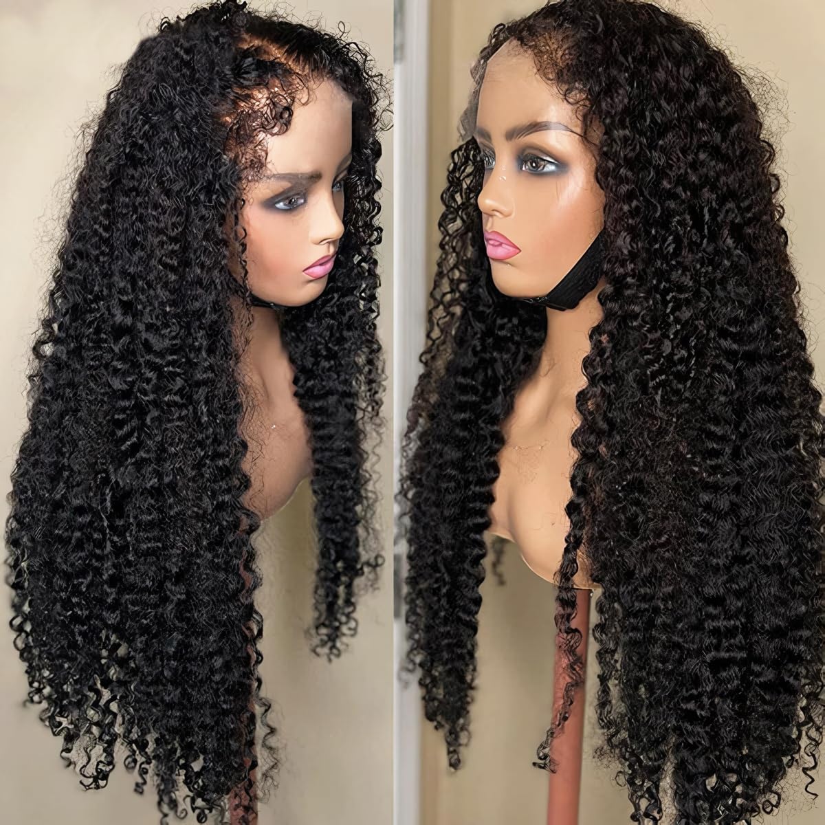 FACMOOD 4C Edges kinky curly wig density 180% for fuller look
