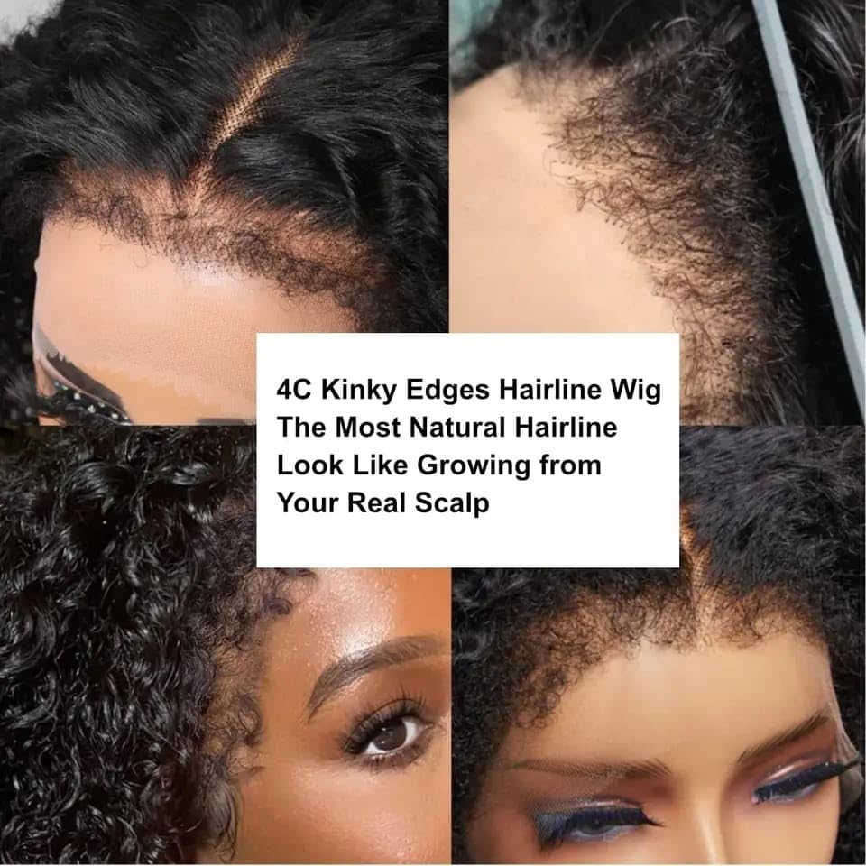 FACMOOD 4C Edges kinky curly wig side angle showing voluminous curls