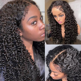 FACMOOD 4C Edges kinky curly wig care image demonstrating gentle washing and maintenance