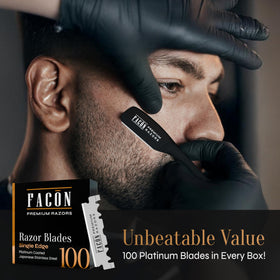 FACON barber razor professional kit demonstrates smooth, close shave potential.