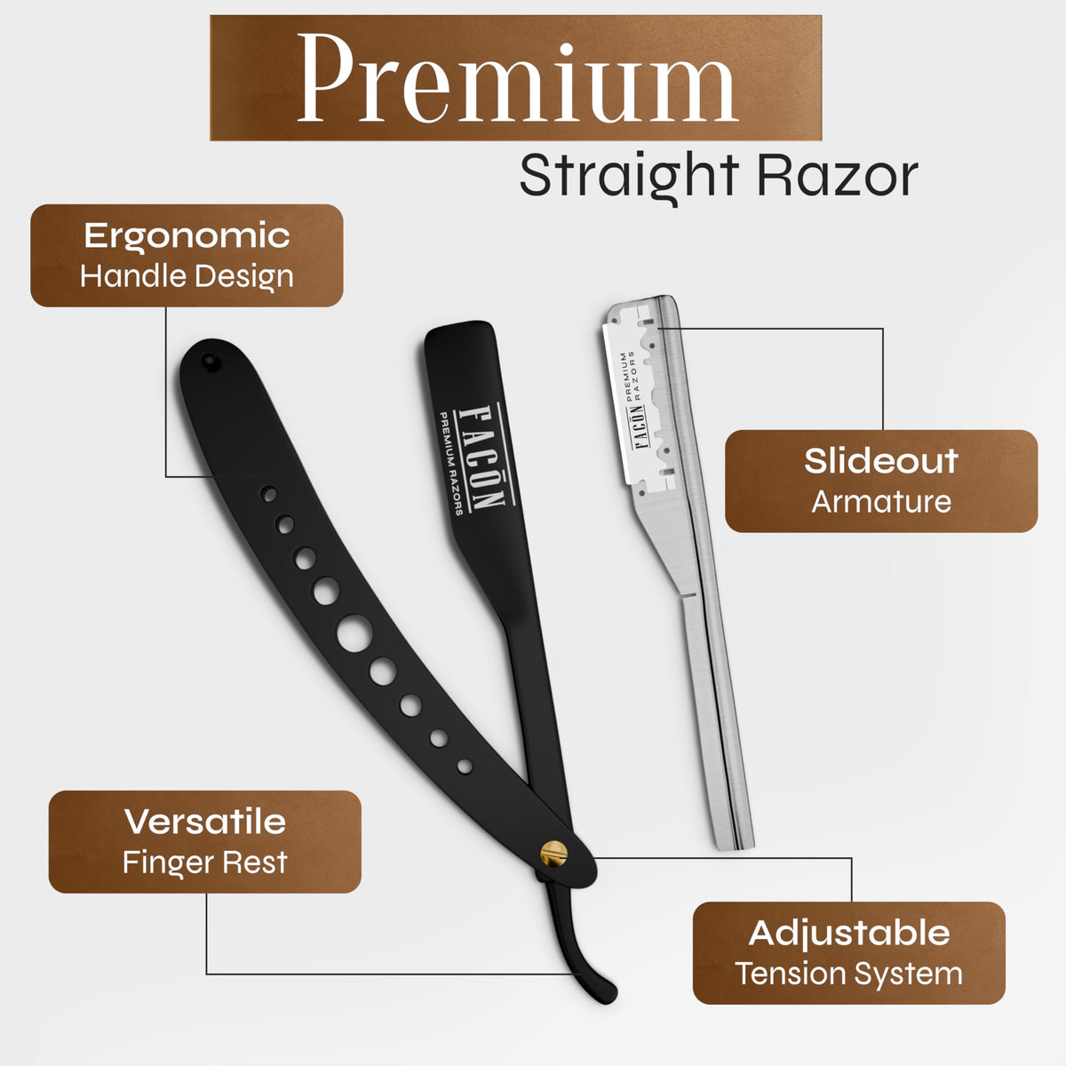 FACON close shave performance for clean lines and comfort.