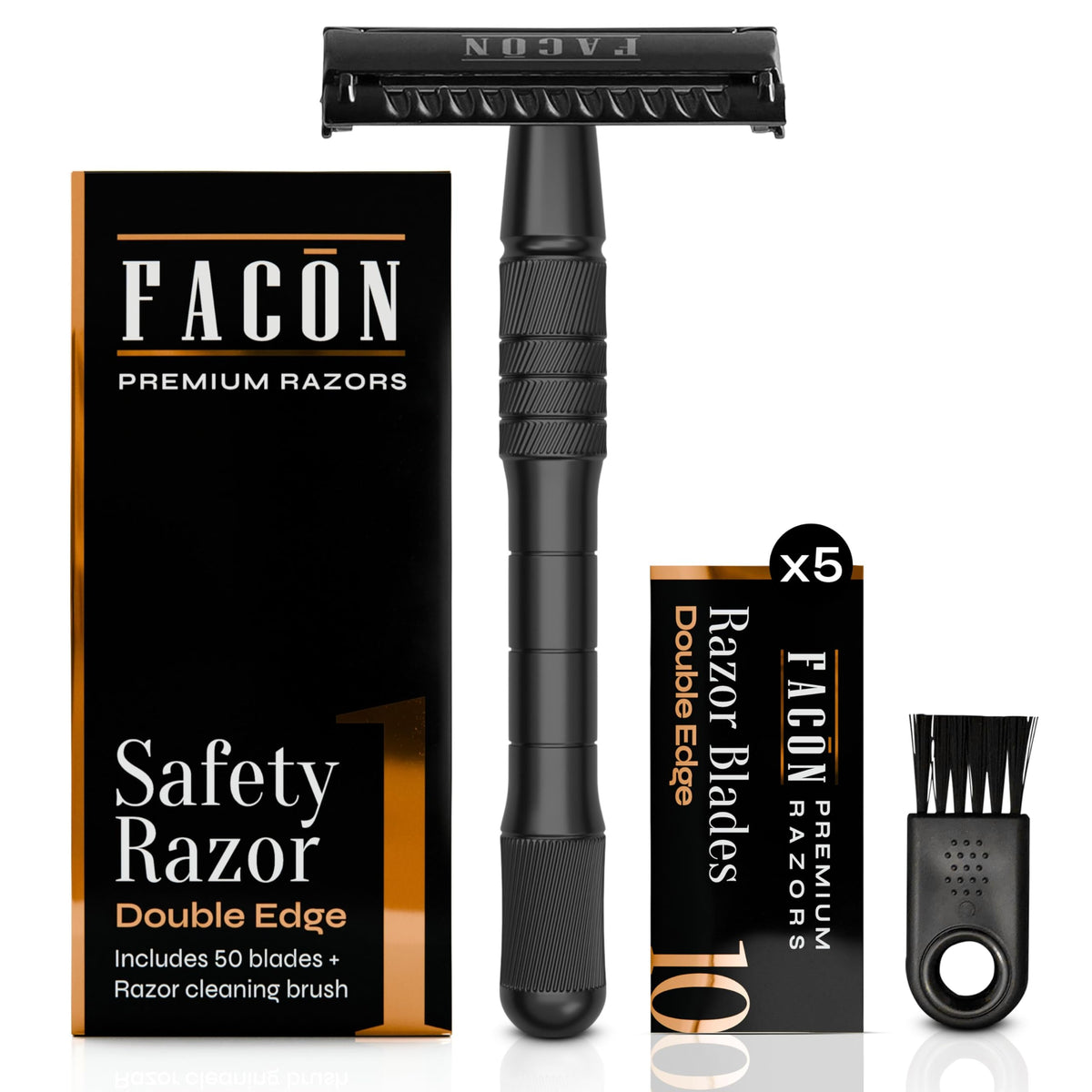 FACON double edge safety razor butterfly open for a smooth, precise shave.