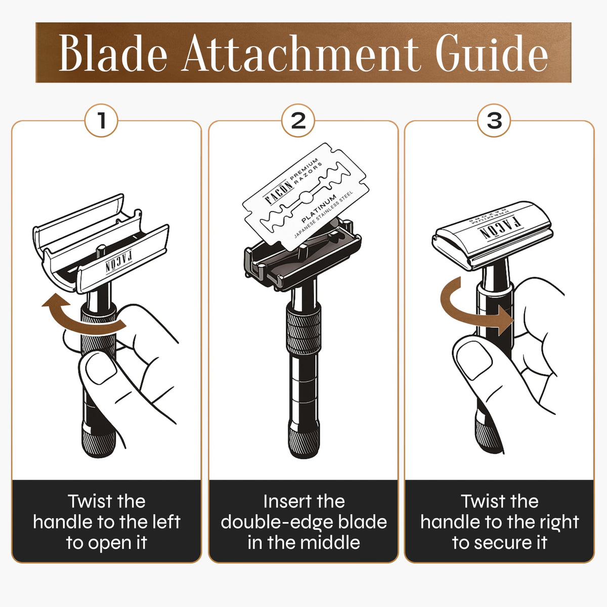 FACON single blade versatility for precise grooming across body areas.