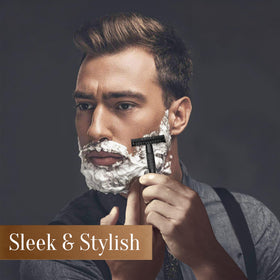 FACON stainless steel razor handle weighted for balance.