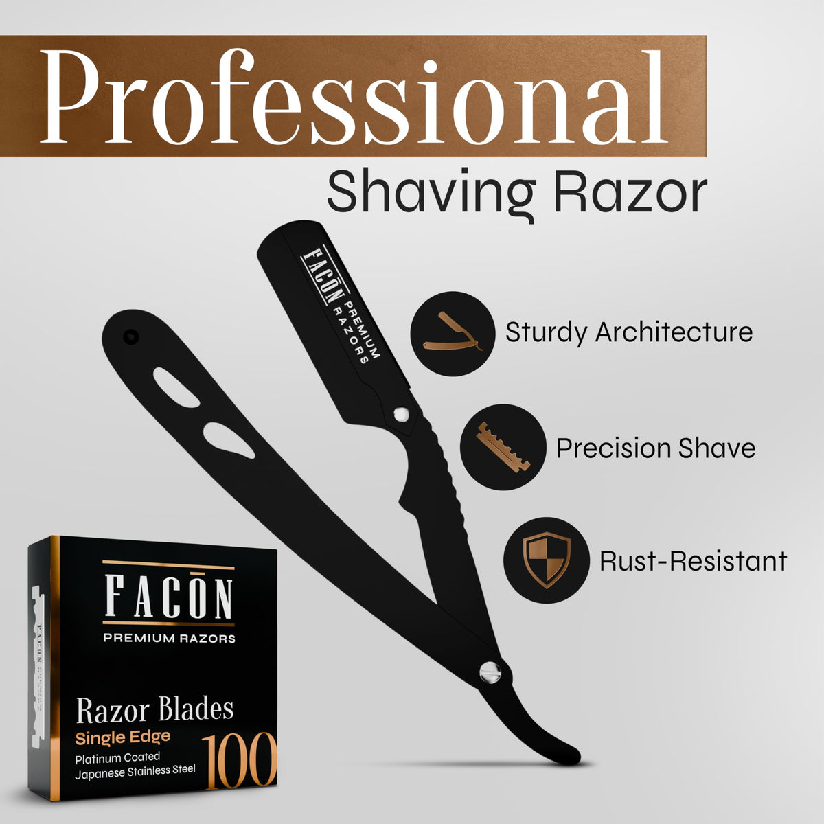 FACON straight razor 100 blades enable quick changes and consistency