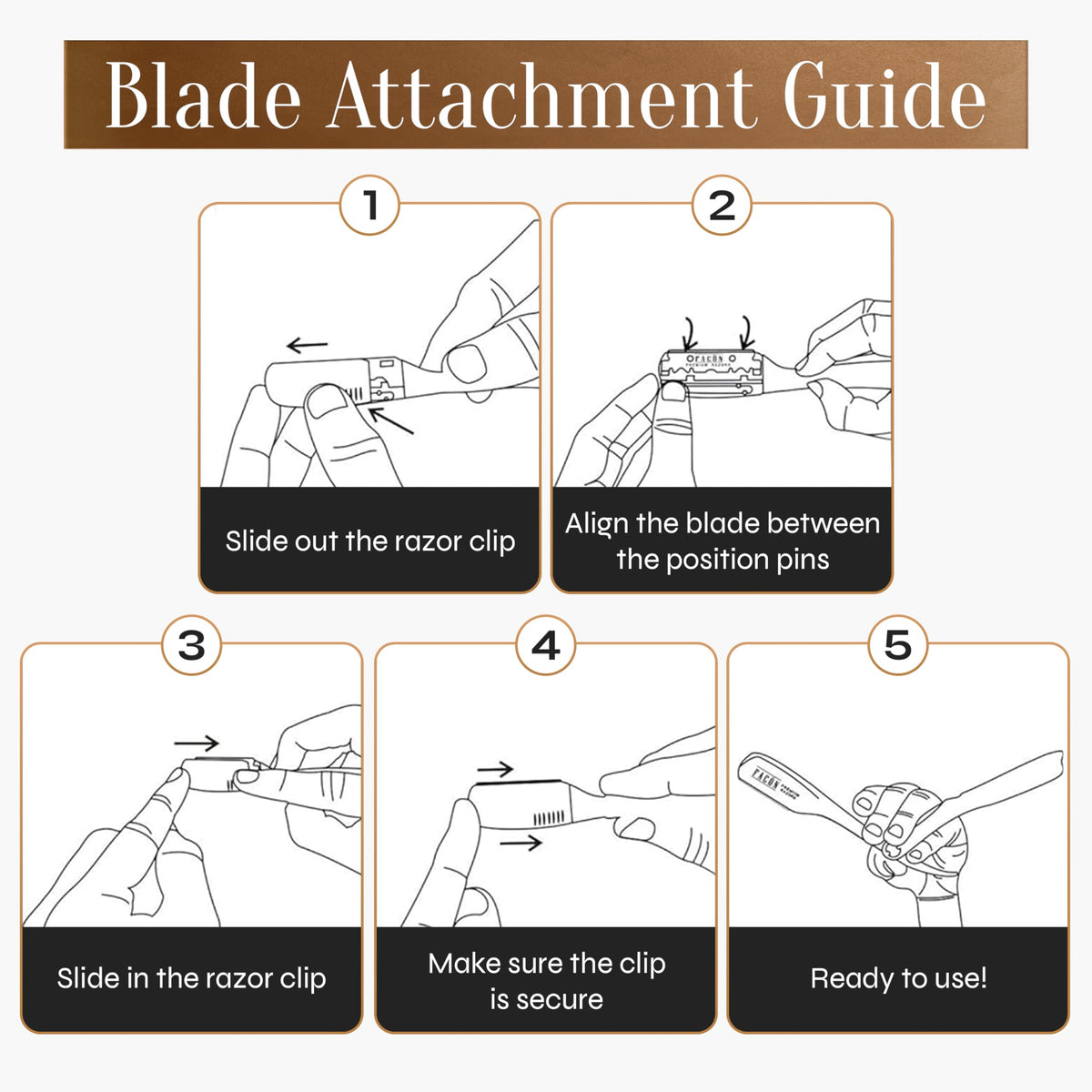 FACON straight razor in use on client illustrates professional grooming.