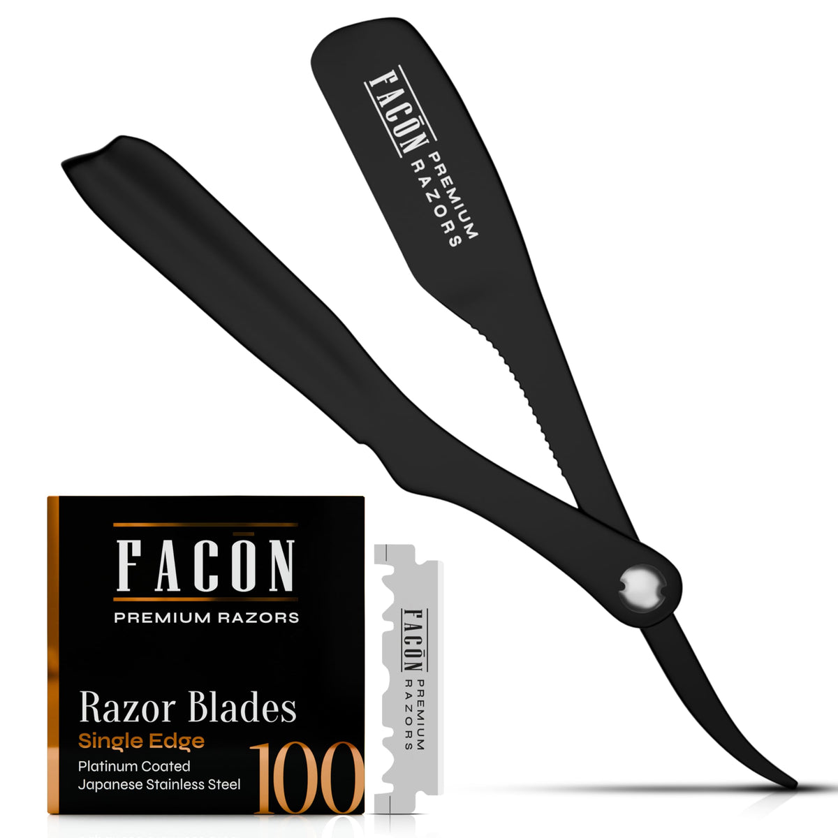 FACON straight razor kit box showcases contents for precise grooming.