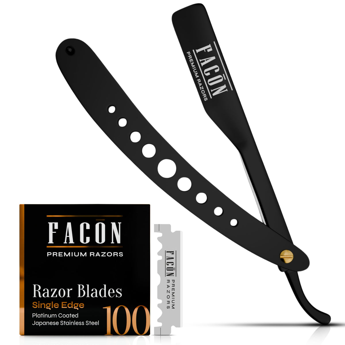 FACON straight razor kit packaging for premium home grooming.