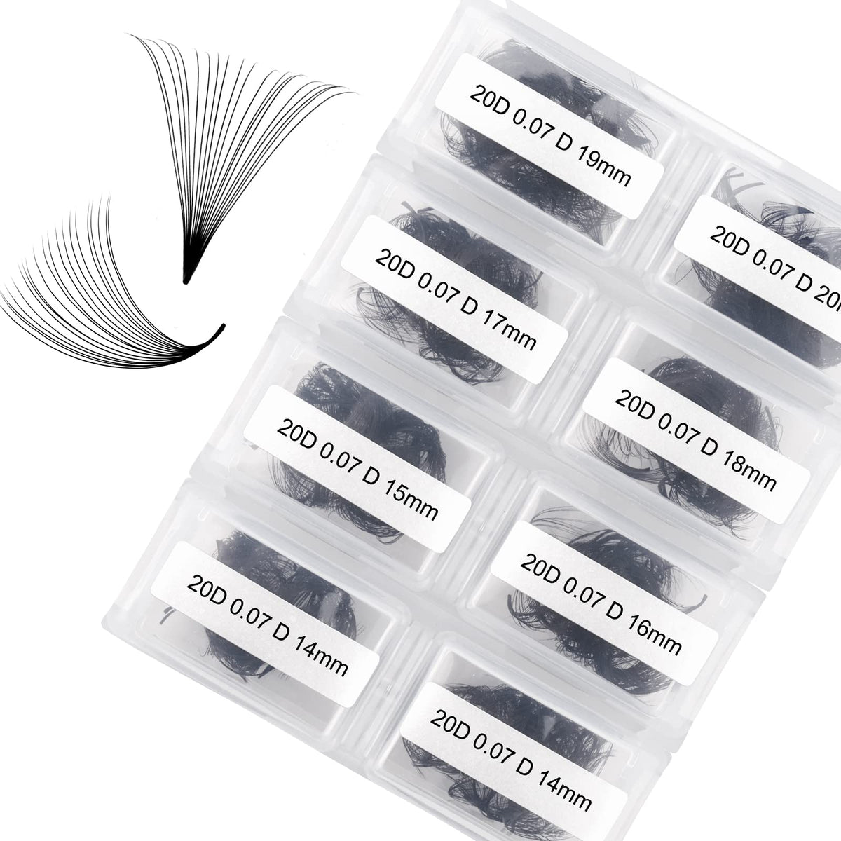 FADLASH premade lash fans in a tray, bulk value for pros.
