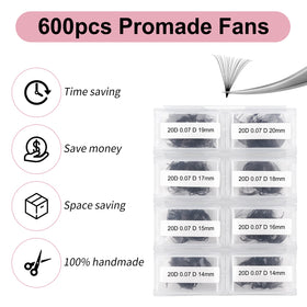 Pointed thin base close-up on FADLASH premade fans for easy placement.