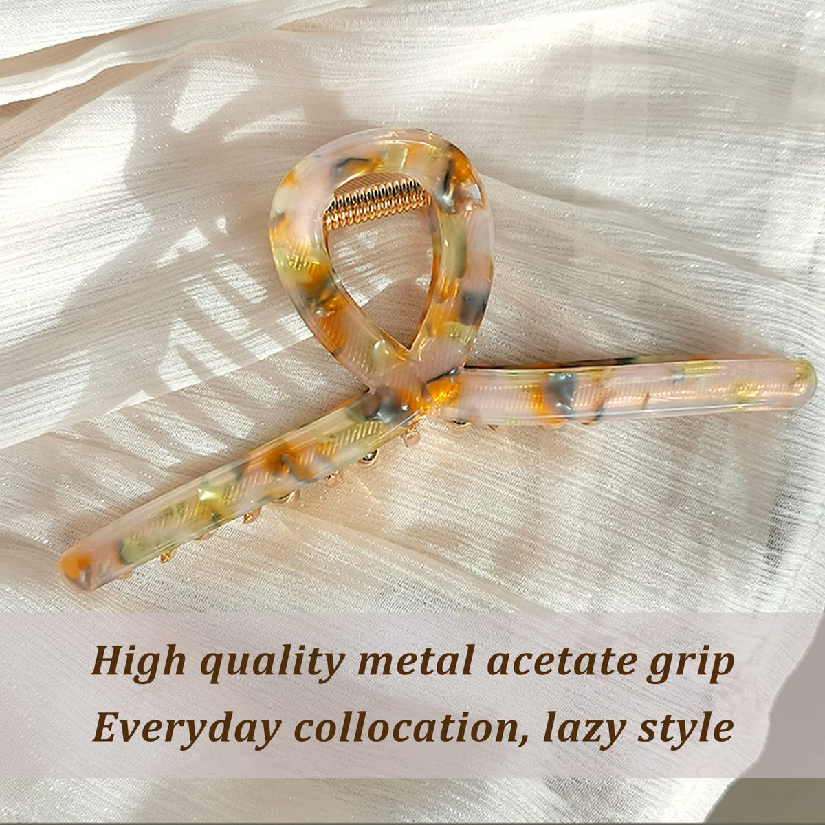 FAELBATY Clip size 4.7 inches displayed for various hair types