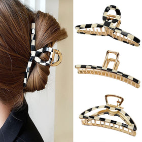 FAELBATY big hair claw clips with checker design provide secure hold for thick hair