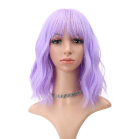 FAELBATY purple wig with loose beachy waves, shoulder length for daily wear
