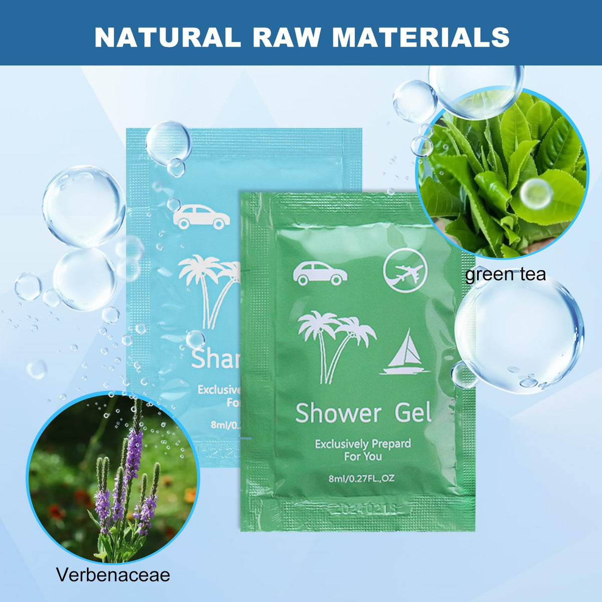 fafortune 8ml body wash sachets fit hotel or Airbnb guest kits