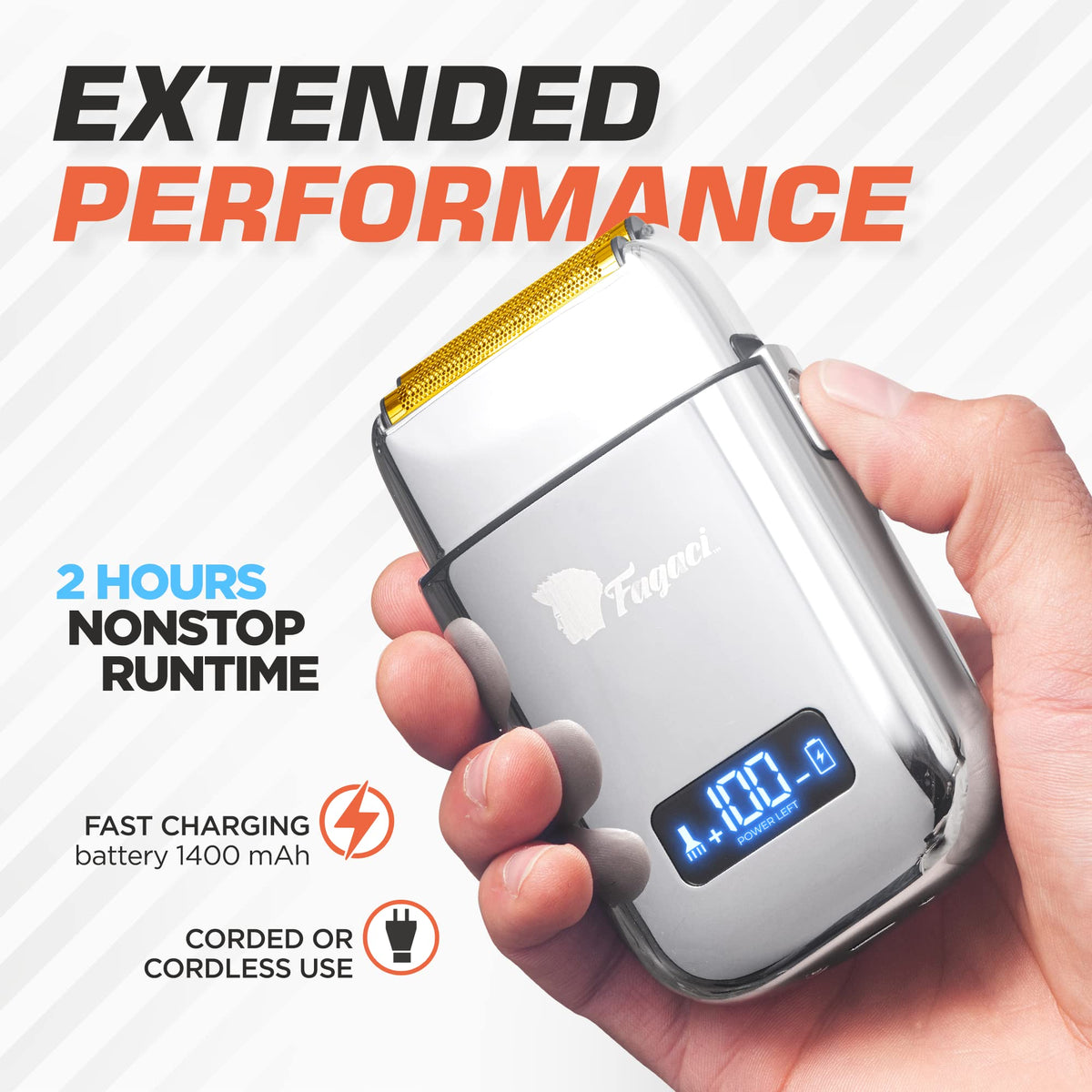 Fagaci shaver battery indicator shows power status for uninterrupted grooming