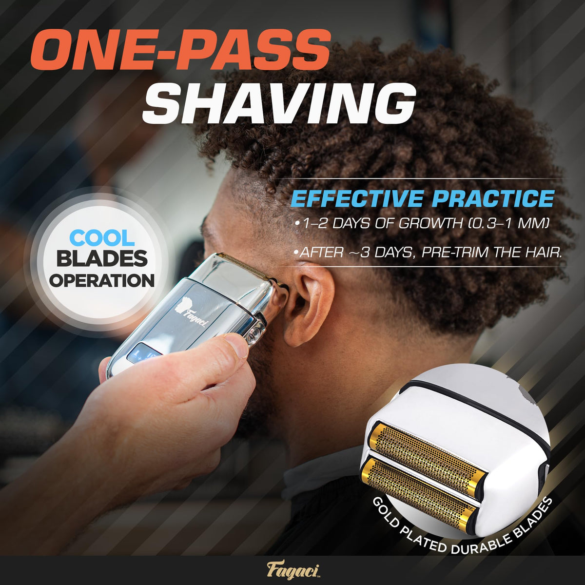 Fagaci shaver close-up on foil shows precision blades for a smooth finish