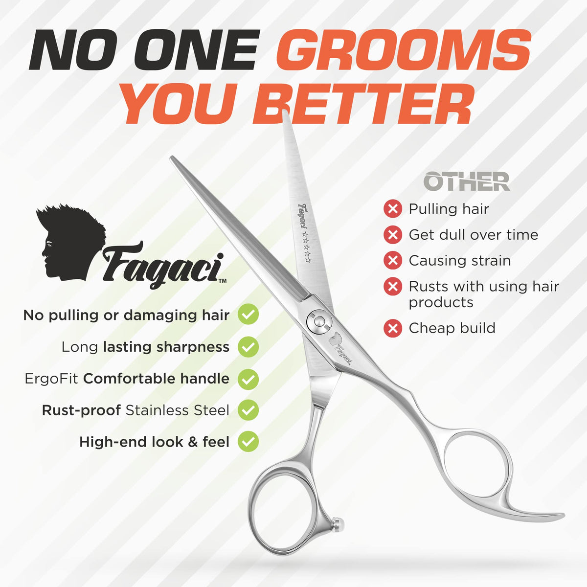Fagaci hair shears demonstrate smooth motion at the blade joint.