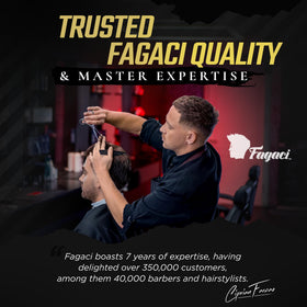 Fagaci in-use hair styling scissors offering control and precision during cuts.