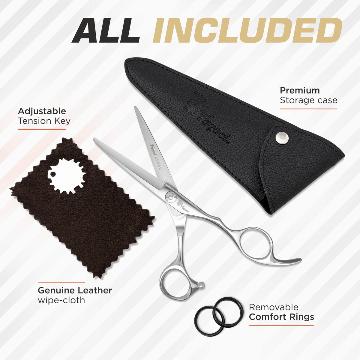 Fagaci included sheath and leather care accessory for storage and edge maintenance.