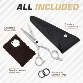 Fagaci professional hair scissors feature adjustable grip for secure hold.