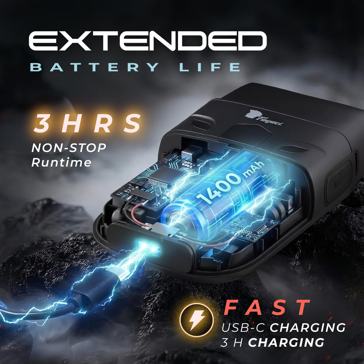 Fagaci shaver LED display shows battery status clearly