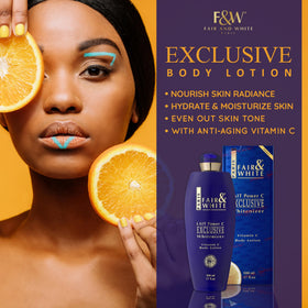 Model applying FAIR & WHITE lotion for daily moisturization