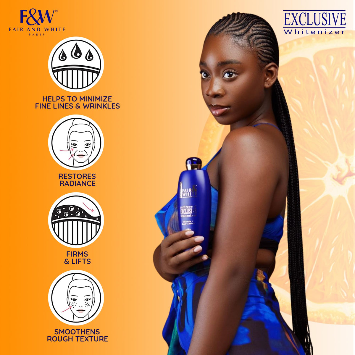 Sleek tube packaging of FAIR & WHITE lotion