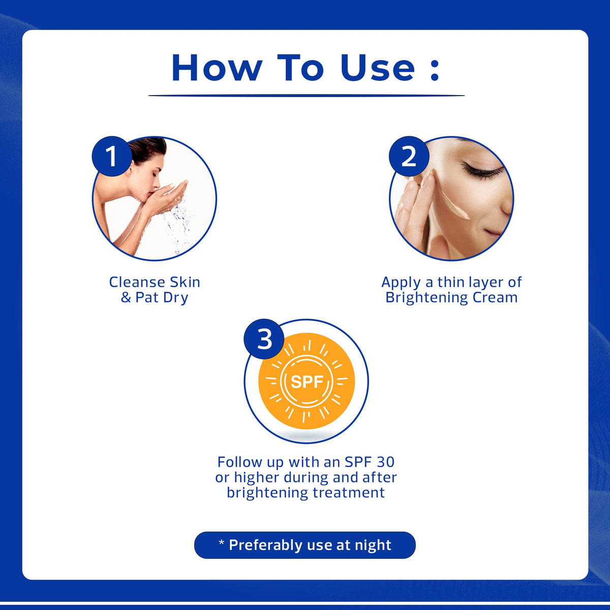 FAIR & WHITE Exclusive Cream with SPF reminder for daytime protection.