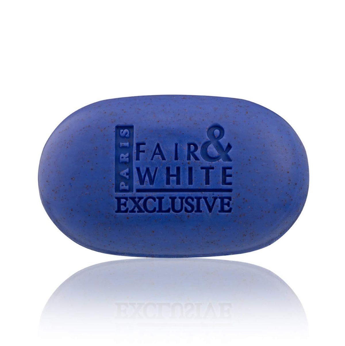 FAIR & WHITE Exfoliating Soap on a towel with a soft glow