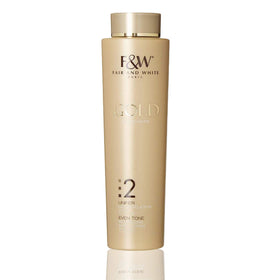FAIR & WHITE Gold Revitalizing Body Lotion bottle supports brightening and even skin tone.
