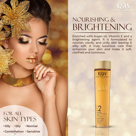 Vitamin E nourishes skin on FAIR & WHITE packaging close-up.