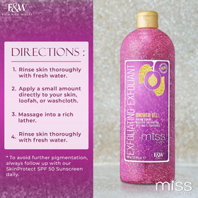Miss White close-up texture reveals gentle exfoliation for refreshed skin.