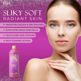 FAIR AND WHITE Miss White Exfoliating Shower Gel contains glycerin to lock in moisture.