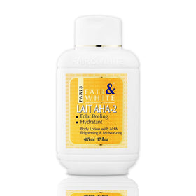 Fair & White Original AHA Body Lotion bottle front, daily brightening and hydration.