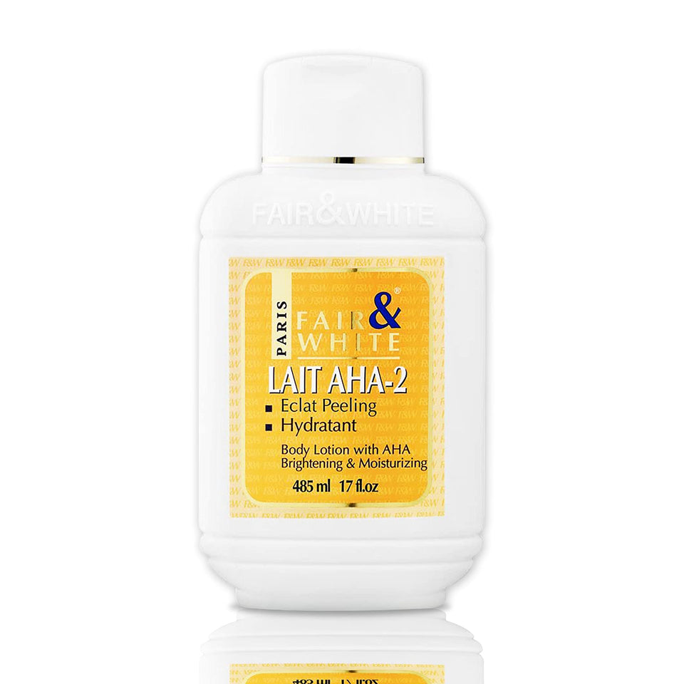 Fair & White Original AHA Body Lotion bottle front, daily brightening and hydration.