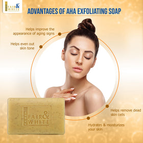 FAIR & WHITE Soap in bathroom scene suggests refreshing body care routine.