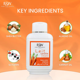 Close-up of the carrot lotion cream texture for smooth application.
