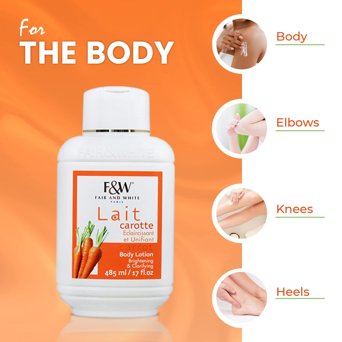 Pump-top dispenser of Fair & White Original Carrot Lotion for easy daily use.