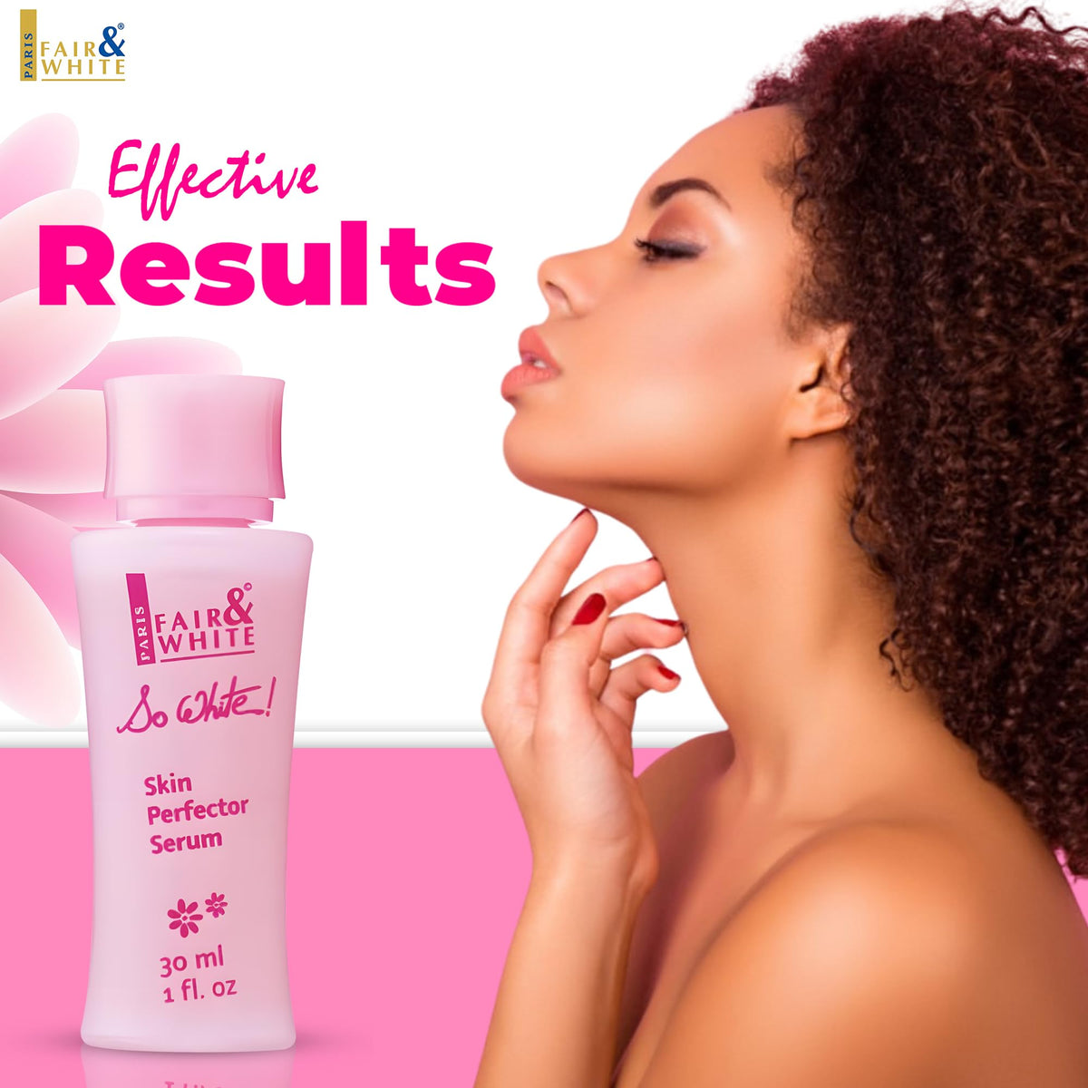 Fair & White So White serum applied to hand for daily use