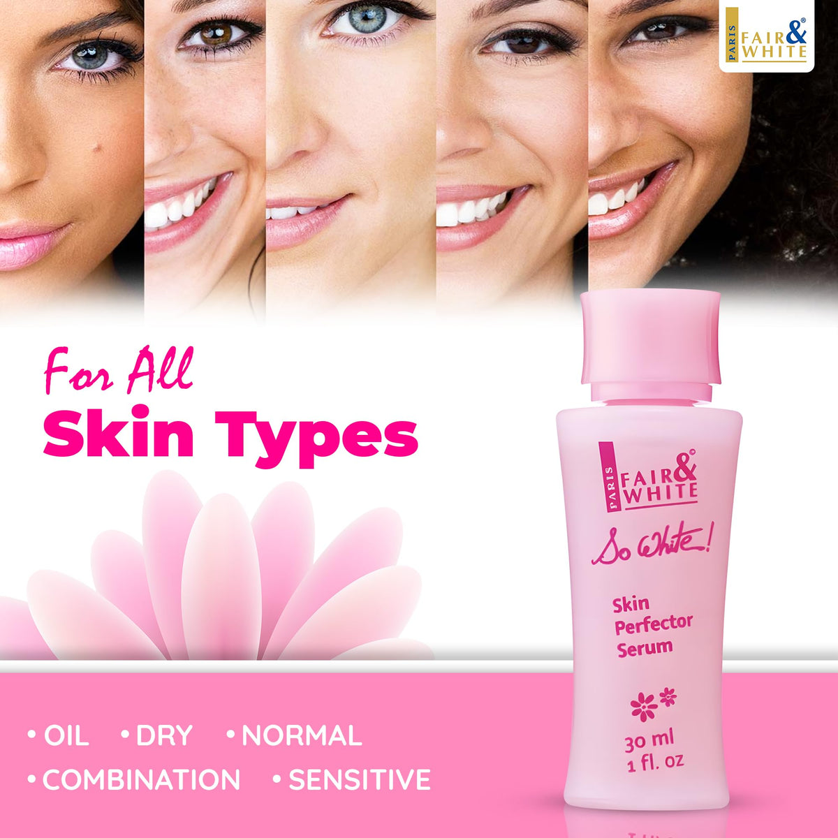 Fair & White So White serum pump dispensing demonstrates controlled application