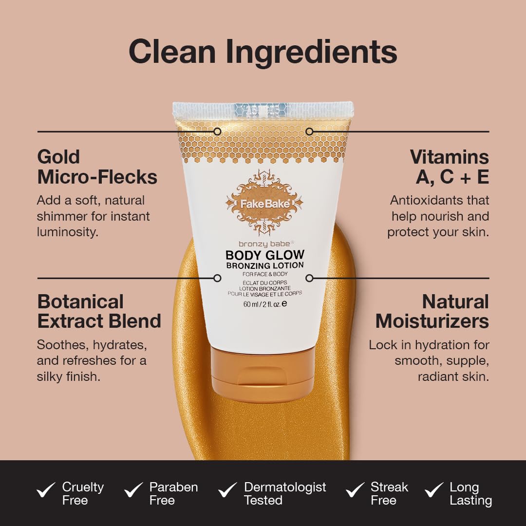 Fake Bake Bronzy Babe face application demonstrates buildable coverage.