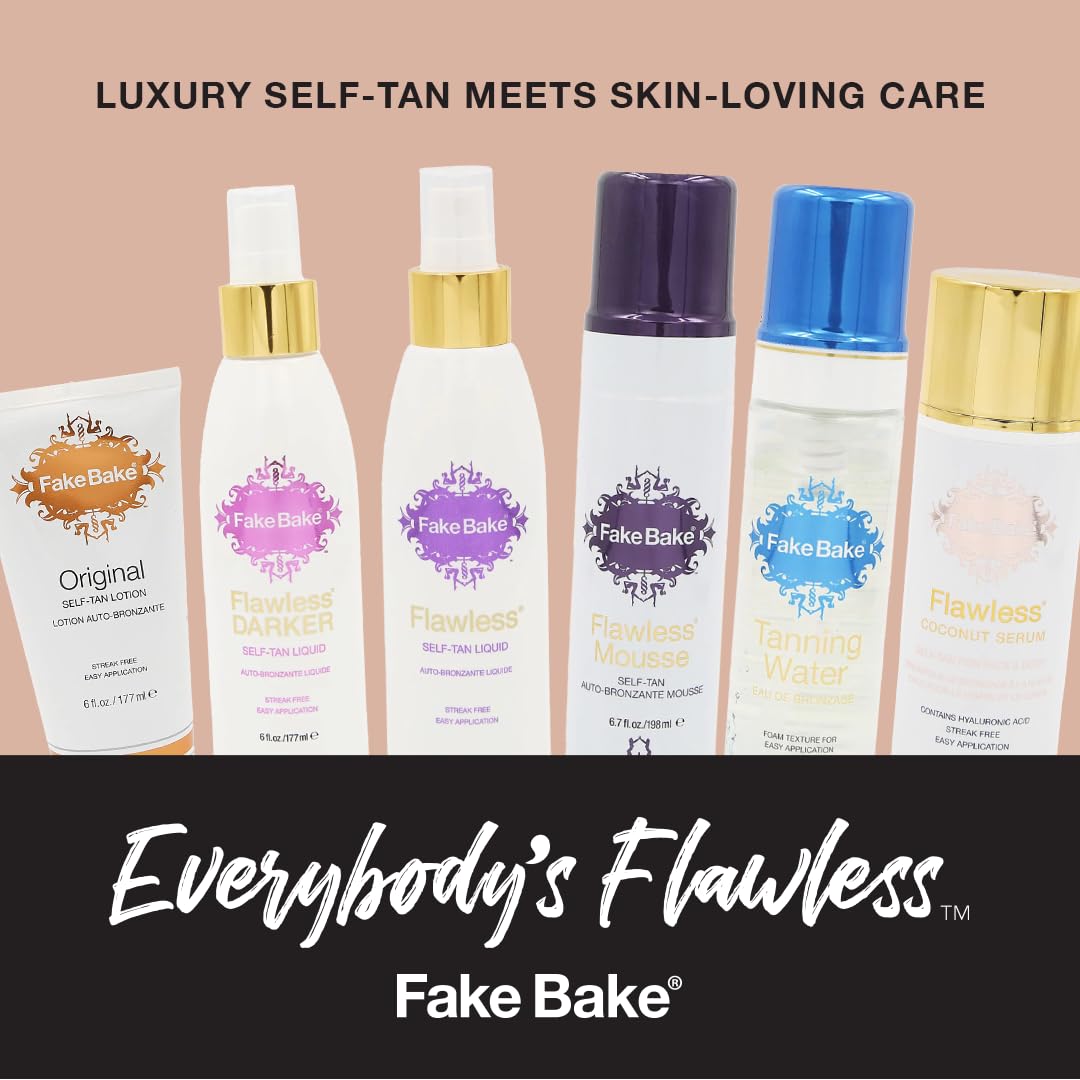 Fake Bake Bronzy Babe gold micro flecks close-up for luminous shimmer.