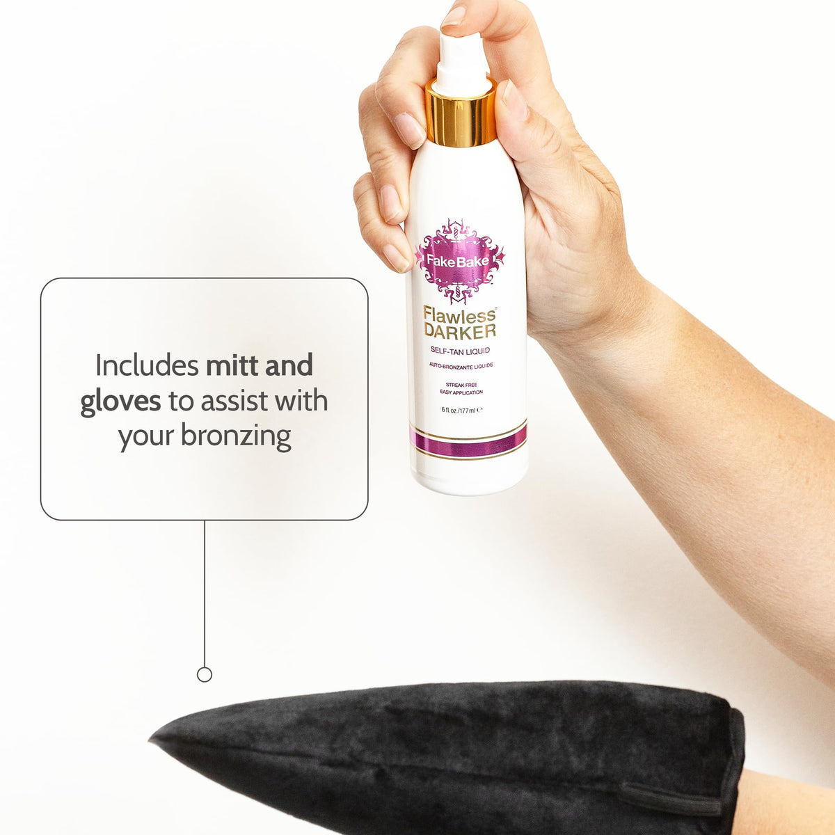 Fake Bake Flawless Darker color guide helps you apply precisely.