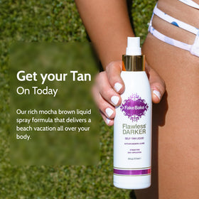 Fake Bake Flawless Darker self-tanner mitt enables smooth, even application.