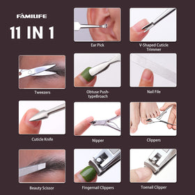 FAMILIFE cuticle trimmer and polish push in one tool.