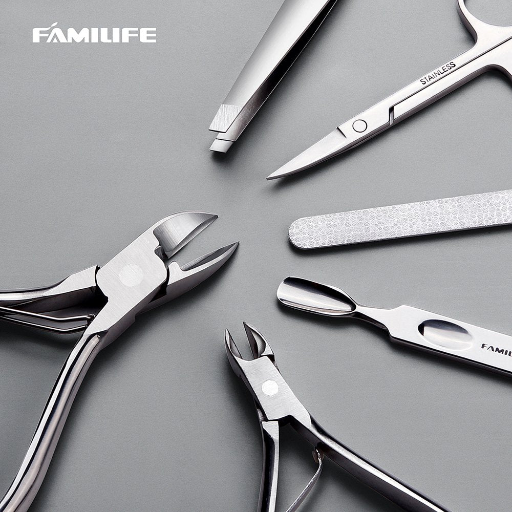 FAMILIFE V-shaped cuticle trimmer for precise shaping.