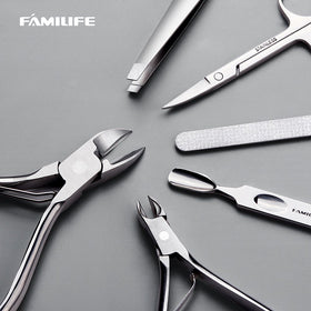 FAMILIFE V-shaped cuticle trimmer for precise shaping.