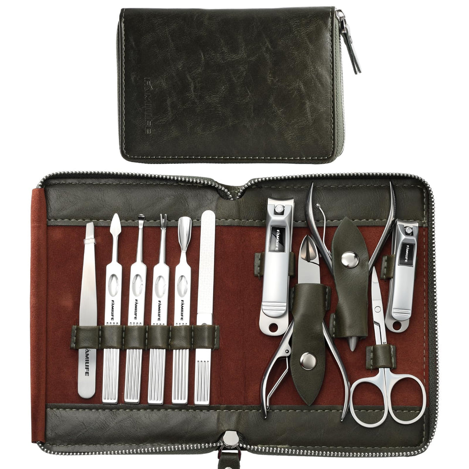 FAMILIFE 11-in-1 manicure set tools in a case for precise nail care