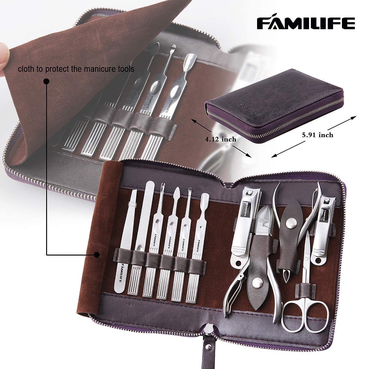 FAMILIFE toenail clipper close-up, precise trimming power.