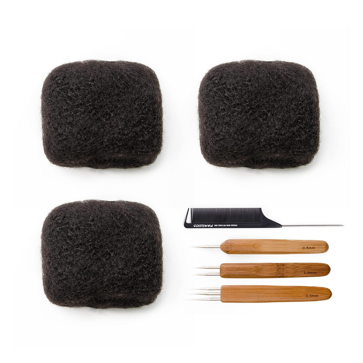 FAMILOCS Tight Afro kinky bulk 8-inch natural black hair bundle ideal for dreadlock extensions